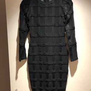 Femme Los Angeles Black see-through dress with high waisted bodysuit bottoms